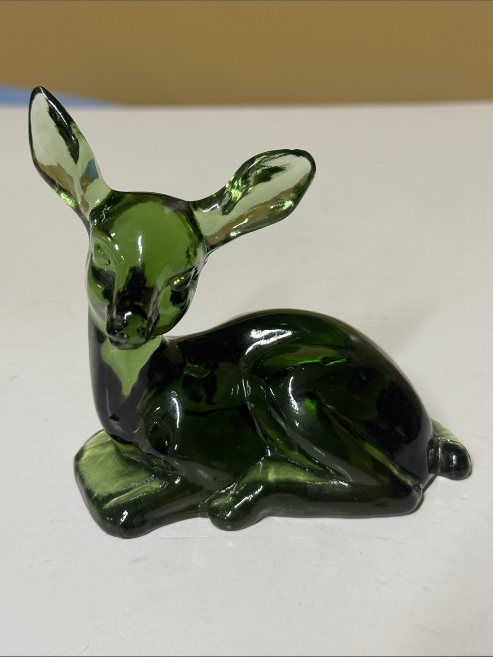 Fenton Green Glass Deer Figurine
